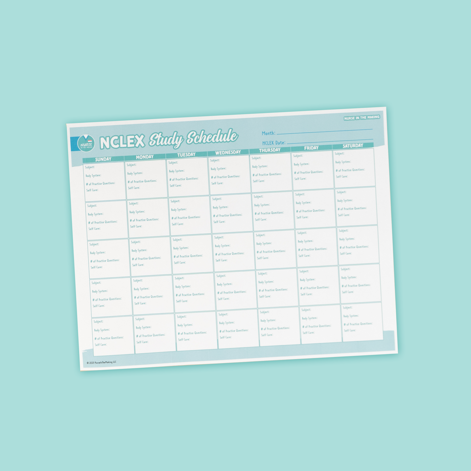 NCLEX Study Schedule NurseInTheMaking