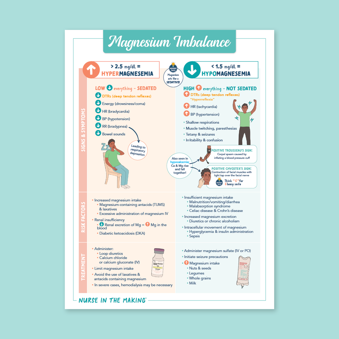 Magnesium imbalance poster nurseinthemaking